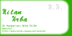 milan wrba business card